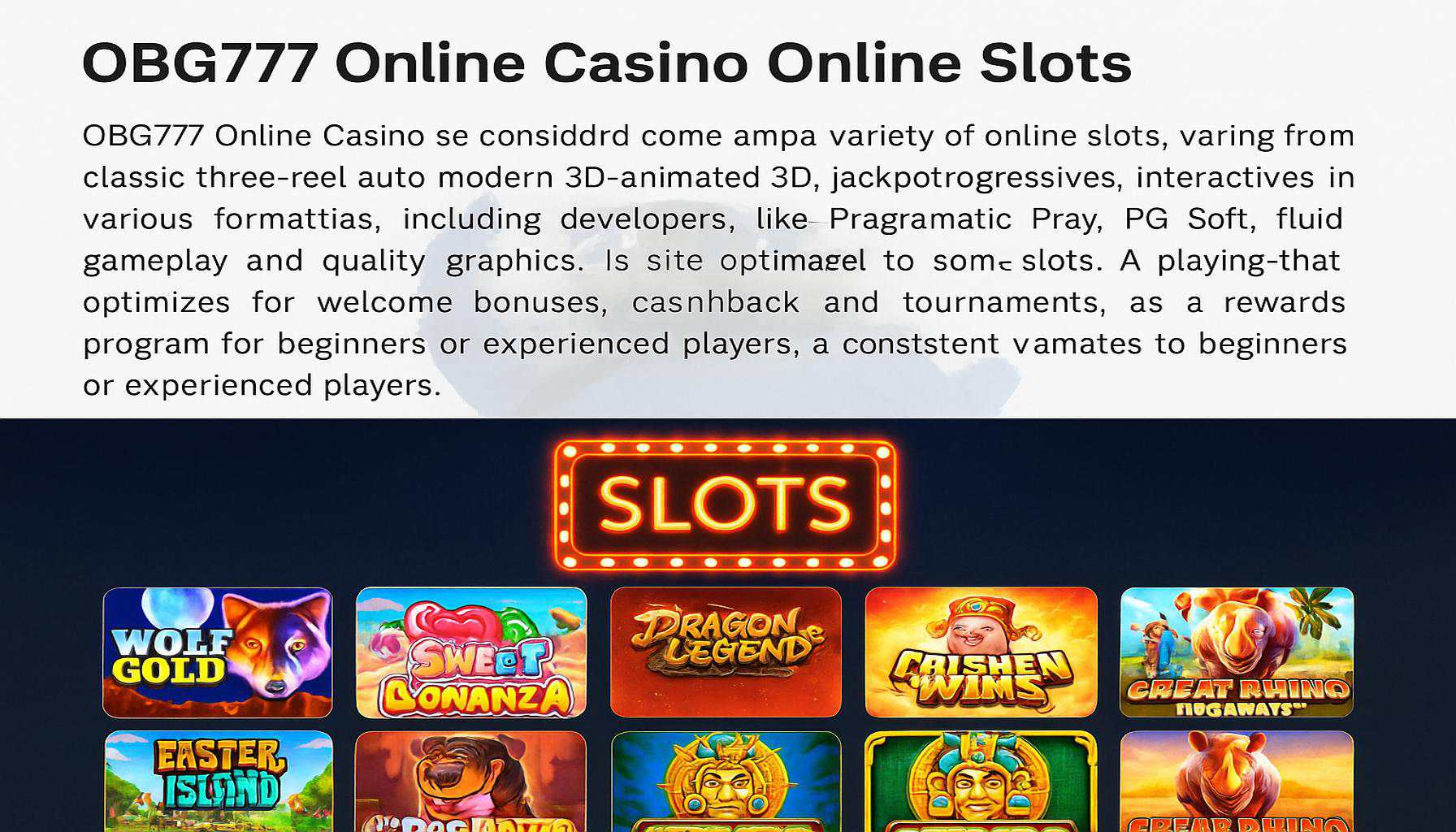 Jogos de Slot no Casino Online OBG777 