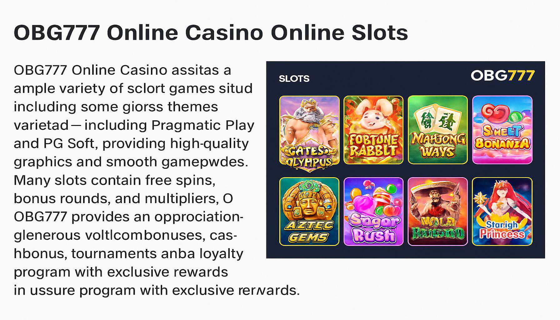 Explore o mundo das slot machines no OBG777 Casino